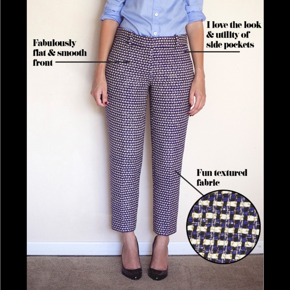 JCREW care capri crop pants tweed white purple